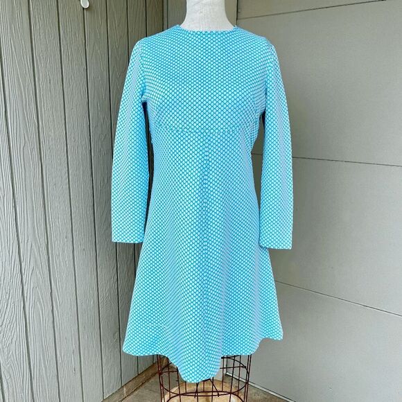 Vintage 60s Blue Textured Mod Mini Dress with Belted Back Detail - Picture 8 of 14